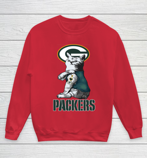 NFL Football My Cat Loves Green Bay Packers Youth Sweatshirt 7