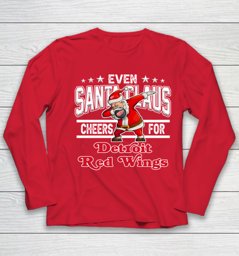 Detroit Red Wings Even Santa Claus Cheers For Christmas NHL Youth Long Sleeve 8