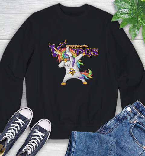 Minnesota Vikings NFL Football Funny Unicorn Dabbing Sports Sweatshirt 2