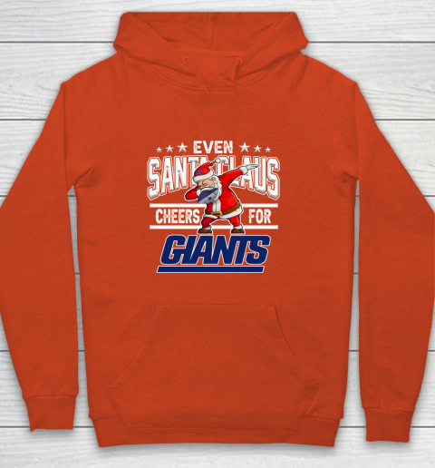 New York Giants Even Santa Claus Cheers For Christmas NFL Youth Hoodie 3