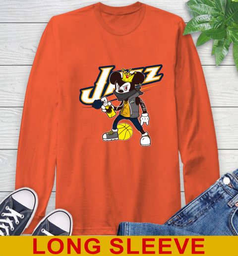 Utah Jazz NBA Basketball Mickey Peace Sign Sports Long Sleeve T-Shirt 5