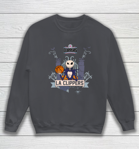 NBA LA Clippers Basketball Jack Skellington Halloween Sweatshirt 4