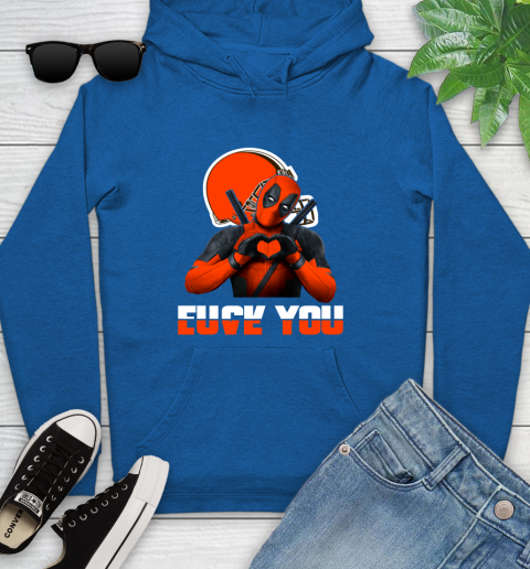 NHL Cleveland Browns Deadpool Love You Fuck You Football Sports Youth Hoodie 11