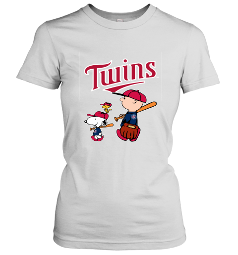 Minnesota Twins Let's Play Baseball Together Snoopy MLB Women's T-Shirt