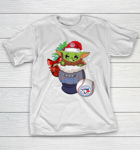 Toronto Blue Jays Christmas Baby Yoda Star Wars Funny Happy MLB T-Shirt 3