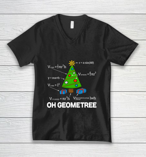 Funny Math Geometry Christmas Tree Teacher V-Neck T-Shirt