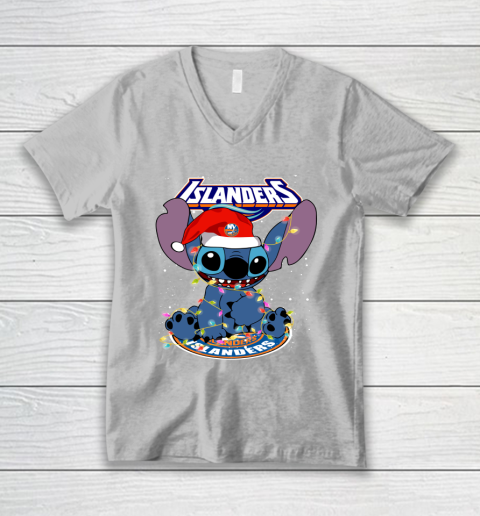 New York Islanders NHL Hockey noel stitch Christmas V-Neck T-Shirt 2