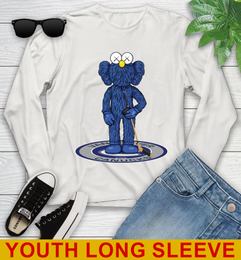 NHL Hockey Vancouver Canucks Kaws Bff Blue Figure Shirt Youth Long Sleeve 12
