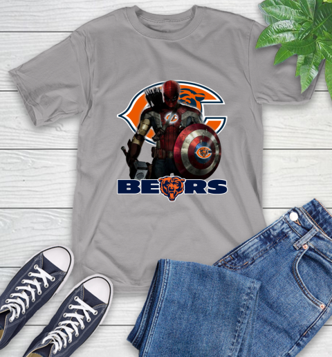 NFL Captain America Thor Spider Man Hawkeye Avengers Endgame Football Chicago Bears T-Shirt 6