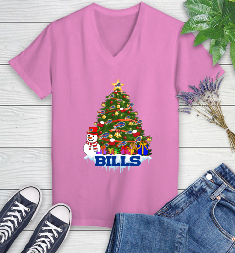 Buffalo Bills Merry Christmas NFL Football Sports Women's V-Neck T-Shirt 14