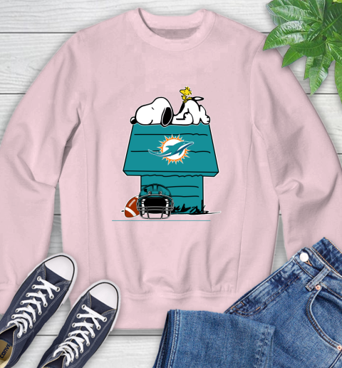 Miami Dolphins NFL Football Snoopy Woodstock The Peanuts Movie Sweatshirt 9