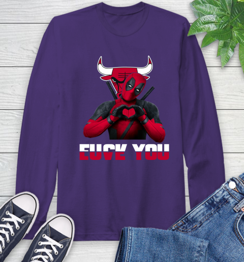 NBA Chicago Bulls Deadpool Love You Fuck You Basketball Sports Long Sleeve T-Shirt 5