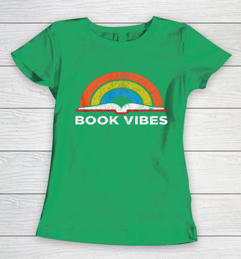 Reading Rainbow t shirt Vintage Retro Book Vibes Rainbow Gift for Reading Lovers Women's T-Shirt 5