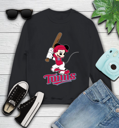 MLB Baseball Minnesota Twins Cheerful Mickey Mouse Shirt Youth Sweatshirt