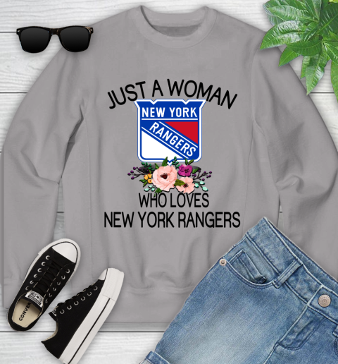 NHL Just A Woman Who Loves New York Rangers Hockey Sports Youth Sweatshirt 2
