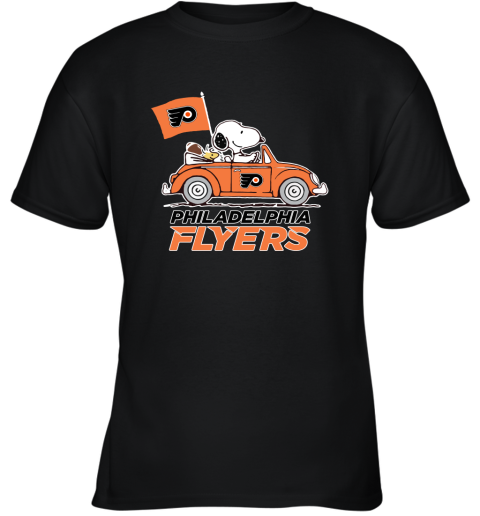 Snoopy And Woodstock Ride The Philadelphia Flyers Car NHL Youth T-Shirt