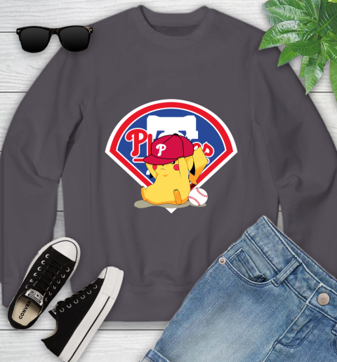 MLB Pikachu Baseball Sports Philadelphia Phillies Youth Sweatshirt 6