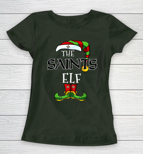 New Orleans Saints Christmas ELF Funny NFL Women's T-Shirt 4