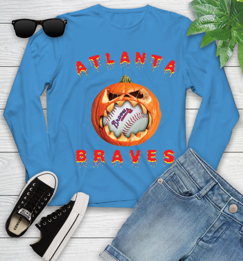 MLB Atlanta Braves Halloween Pumpkin Baseball Sports Youth Long Sleeve 7