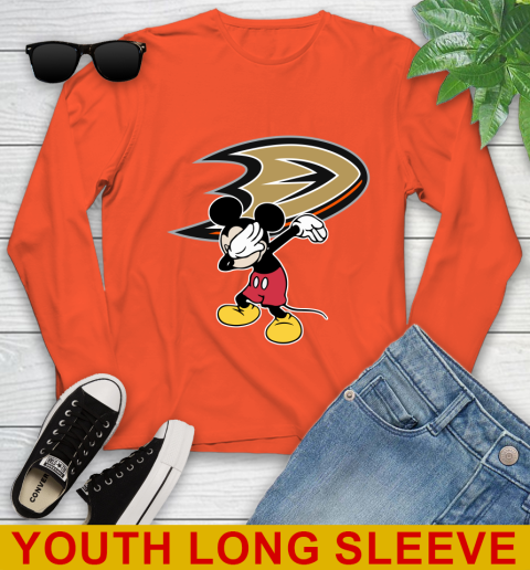 Anaheim Ducks NHL Hockey Dabbing Mickey Disney Sports Youth Long Sleeve 4