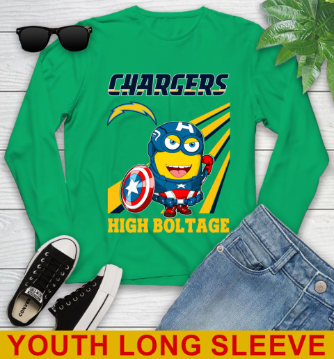 NFL Football Los Angeles Chargers Captain America Marvel Avengers Minion Shirt Youth Long Sleeve 7