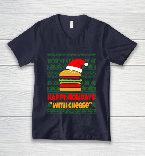 Happy Holidays With Cheese Christmas Ugly V-Neck T-Shirt 2