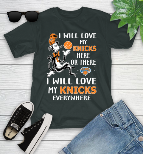 NBA Basketball New York Knicks I Will Love My Knicks Everywhere Dr Seuss Shirt Youth T-Shirt 5