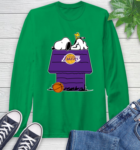 Los Angeles Lakers NBA Basketball Snoopy Woodstock The Peanuts Movie Long Sleeve T-Shirt 7