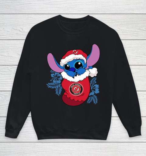 New Jersey Devils Christmas Stitch In The Sock Funny Disney NHL Youth Sweatshirt