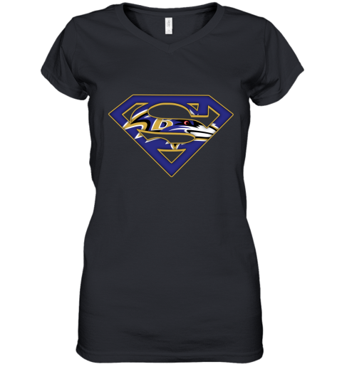 We Are Undefeatable The Baltimore Ravens x Superman NFL Women's V-Neck T-Shirt