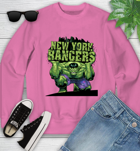 New York Rangers NHL Hockey Incredible Hulk Marvel Avengers Sports Youth Sweatshirt 7