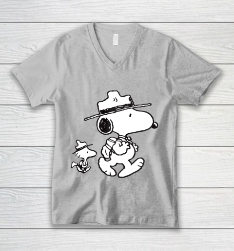Funny Snoopy Woodstock Camping V-Neck T-Shirt 2