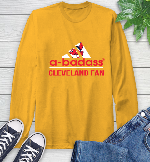 MLB A Badass Cleveland Indians Fan Adidas Baseball Sports Long Sleeve T-Shirt 2