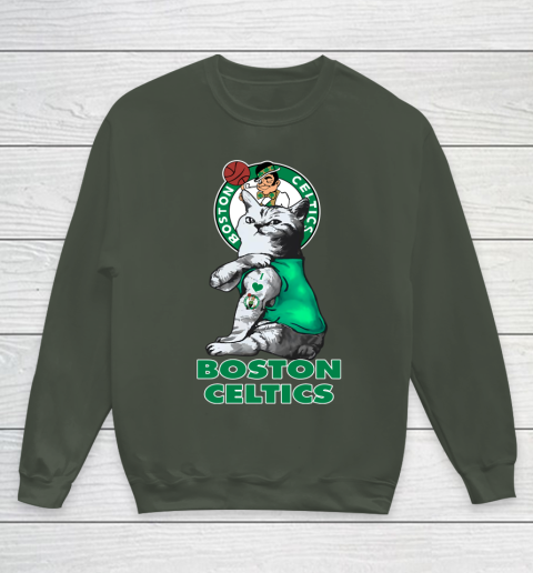 NBA Basketball My Cat Loves Boston Celtics Youth Sweatshirt 8