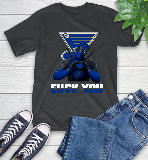 NHL St.Louis Blues Deadpool Love You Fuck You Hockey Sports T-Shirt