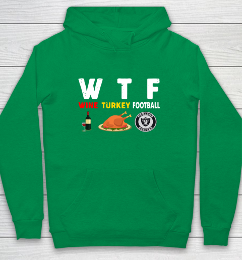 Oakland Raiders Giving Day WTF Wine Turkey Football NFL Youth Hoodie 4