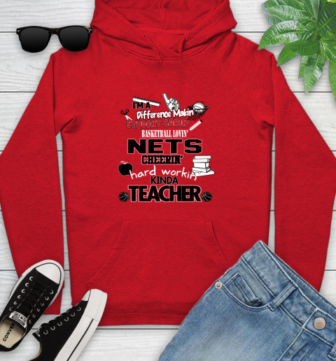 Brooklyn Nets NBA I'm A Difference Making Student Caring Basketball Loving Kinda Teacher Youth Hoodie 12