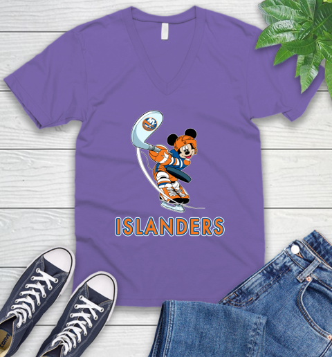 NHL Hockey New York Islanders Cheerful Mickey Mouse Shirt V-Neck T-Shirt 9