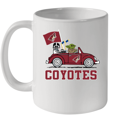 NHL Hockey Arizona Coyotes Darth Vader Baby Yoda Driving Star Wars Shirt Ceramic Mug 11oz