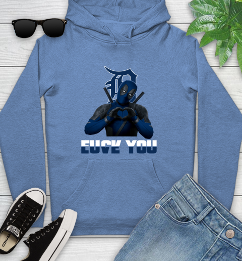 MLB Detroit Tigers Deadpool Love You Fuck You Baseball Sports Youth Hoodie 13