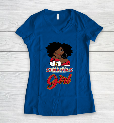 Ottawa Senators Girl NHL Women's V-Neck T-Shirt 9