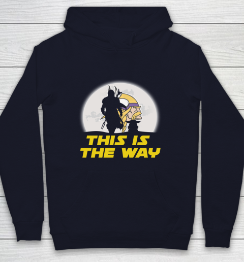 Minnesota Vikings NFL Football Star Wars Yoda And Mandalorian This Is The Way Youth Hoodie 2