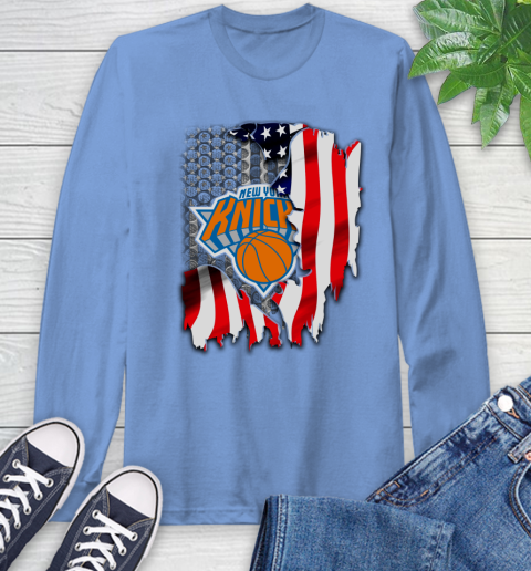 New York Knicks NBA Basketball American Flag Long Sleeve T-Shirt 12