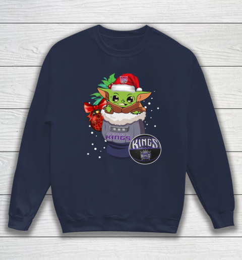 Sacramento Kings Christmas Baby Yoda Star Wars Funny Happy NBA Sweatshirt 3