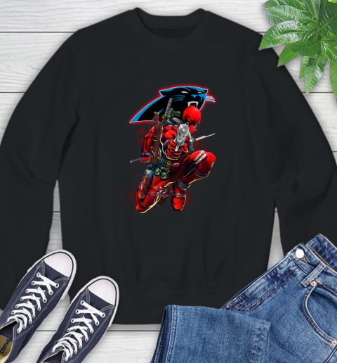 NFL Deadpool Marvel Comics Sports Football Carolina Panthers Sweatshirt 2