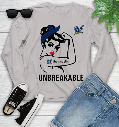 MLB Milwaukee Brewers Girl Unbreakable Baseball Sports Youth Long Sleeve 10 MLB Milwaukee Brewers Girl Unbreakable Baseball Sports Youth Long Sleeve - Image 10