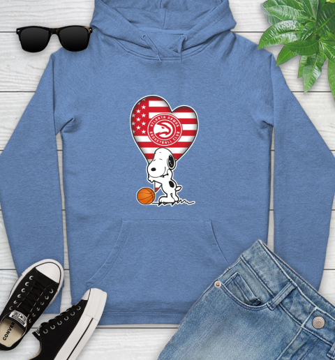Atlanta Hawks NBA Basketball The Peanuts Movie Adorable Snoopy Youth Hoodie 12