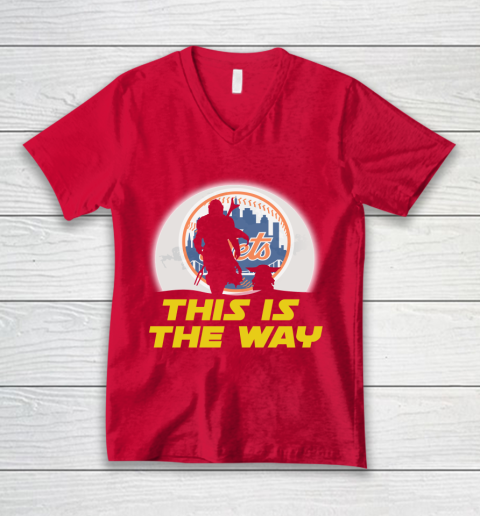 New York Mets MLB Baseball Star Wars Yoda And Mandalorian This Is The Way V-Neck T-Shirt 6