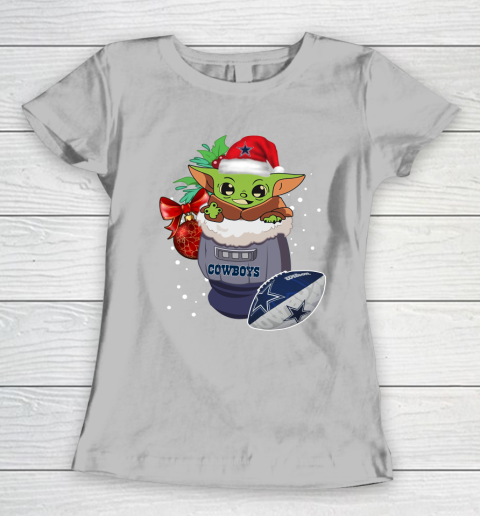 Dallas Cowboys Christmas Baby Yoda Star Wars Funny Happy NFL Women's T-Shirt 6