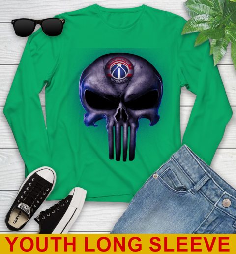 Washington Wizards NBA Basketball Punisher Skull Sports Youth Long Sleeve 7